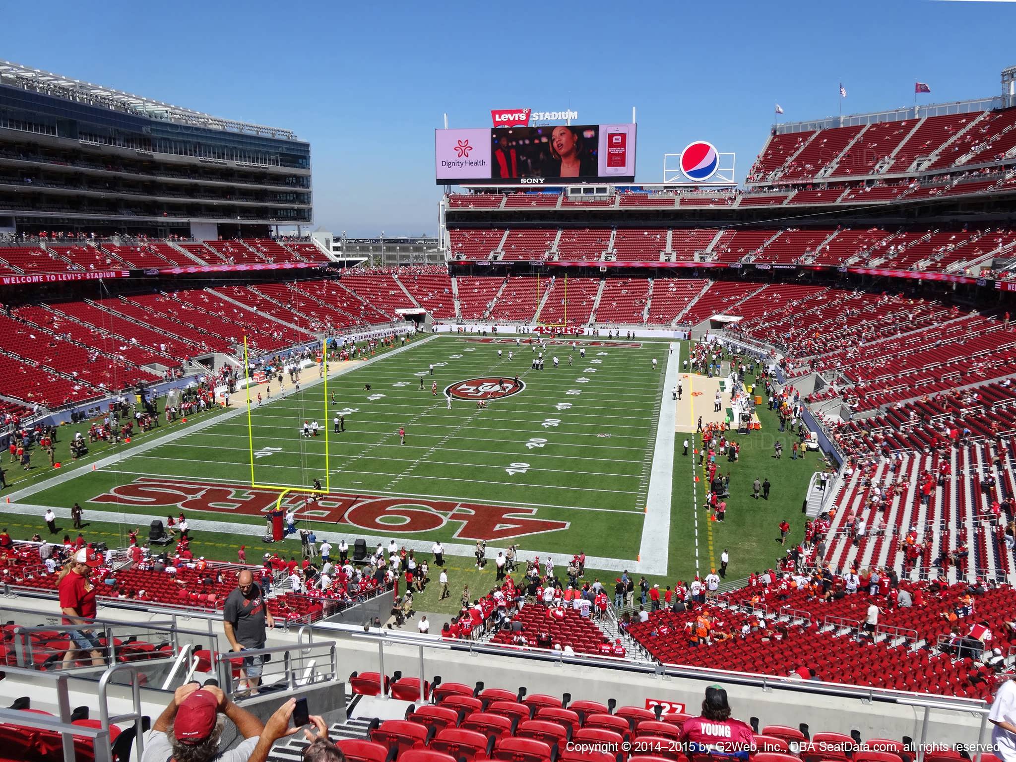 Seat view from section 227 at Levi’s Stadium, home of the San Francisco 49ers