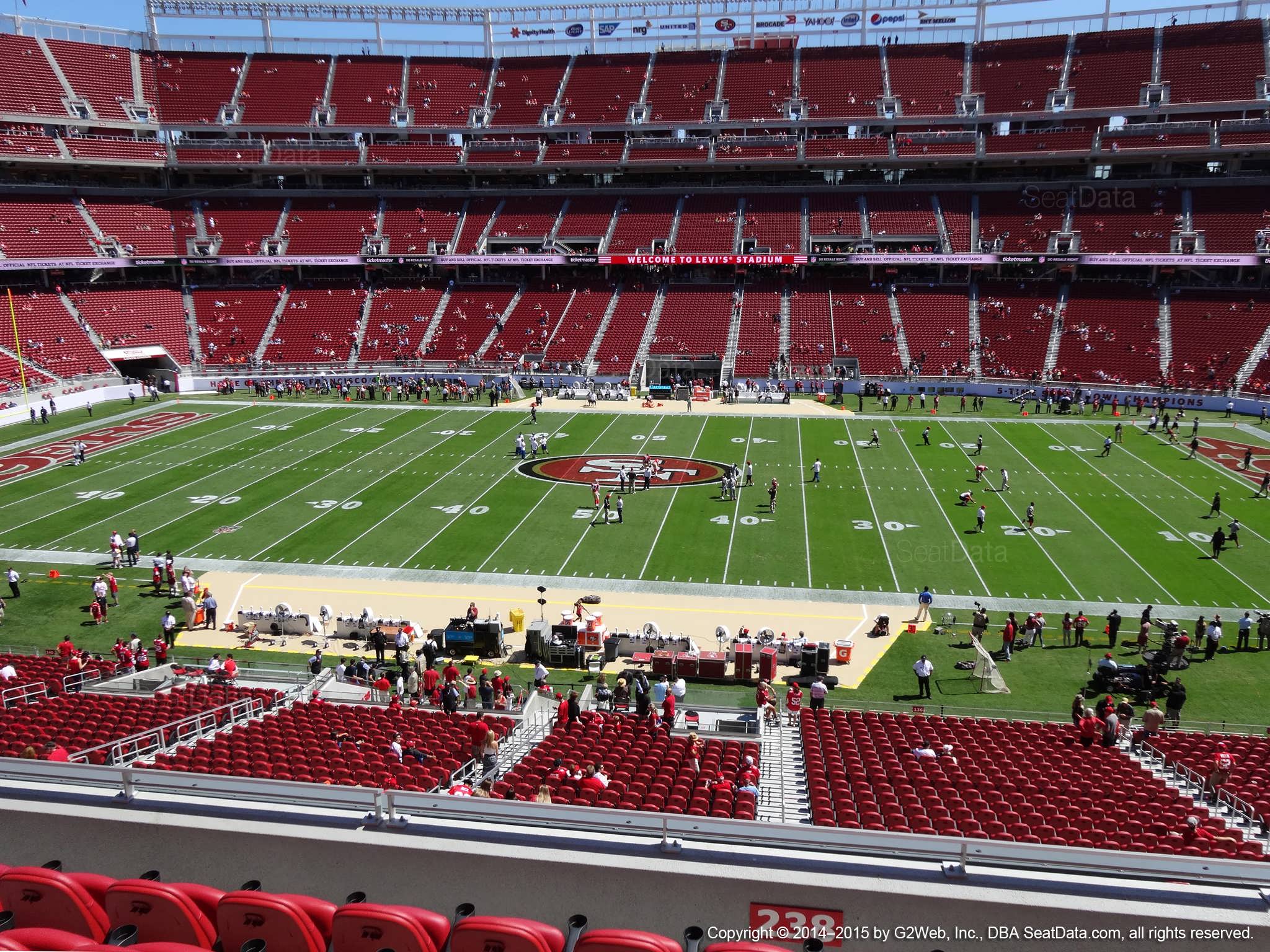 Seat view from section 238 at Levi’s Stadium, home of the San Francisco 49ers