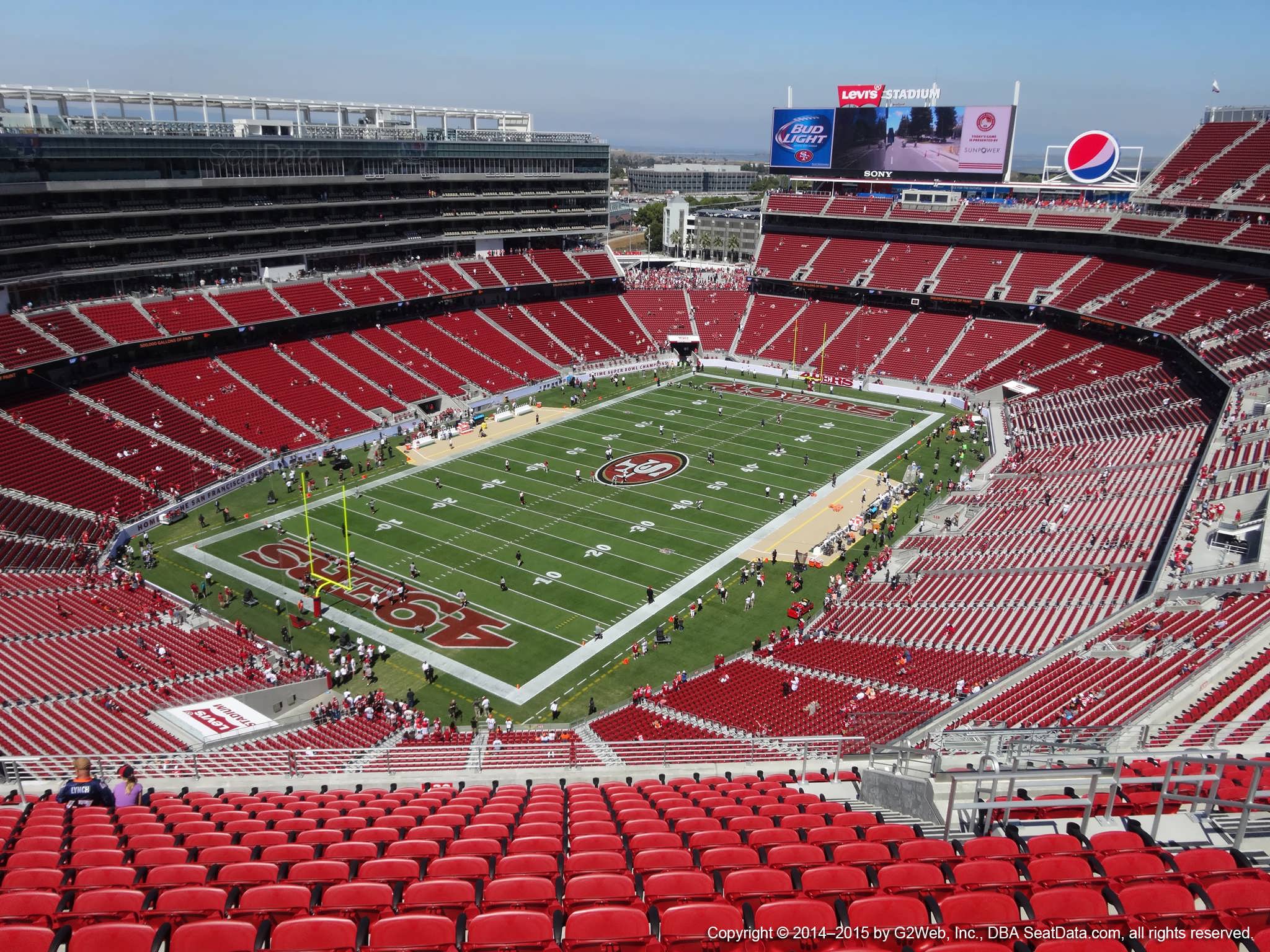 Seat view from section 420 at Levi’s Stadium, home of the San Francisco 49ers