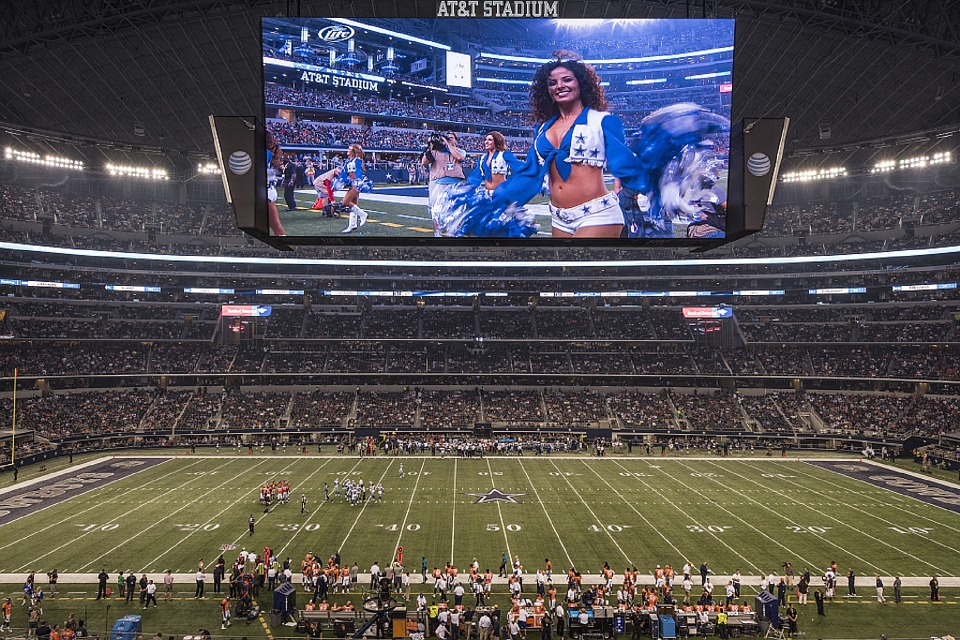 Photo taken from the club seats at AT&T Stadium during a Dallas Cowboys home game.