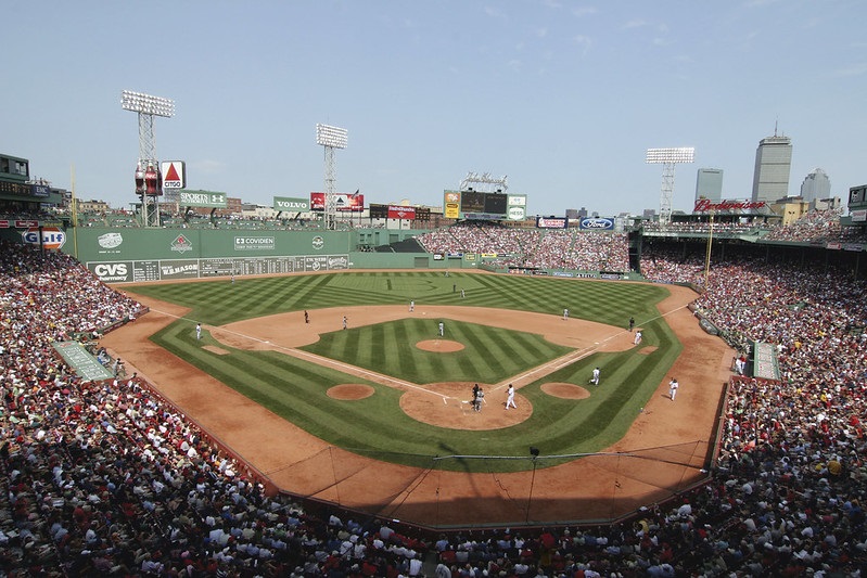 Photo of Fenway Park during a Boston Red Sox home game.