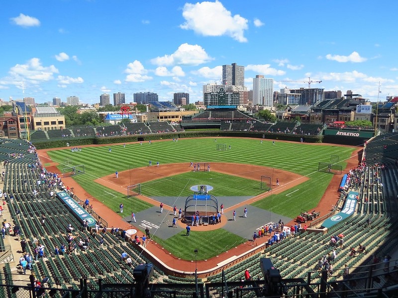 Photo of Wrigley Field in Chicago, Illinois. Home of the Chicago Cubs.