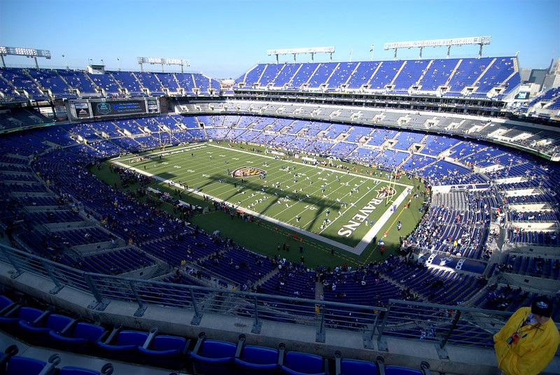 View from the upper level of M&T Bank Stadium during a Baltimore Ravens game.