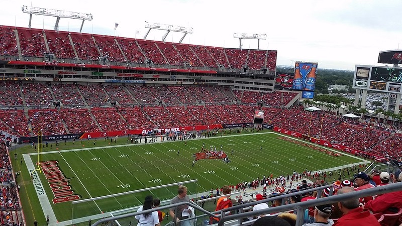 Photo of the field at Raymond James Stadium. Home of the Tampa Bay Buccaneers.