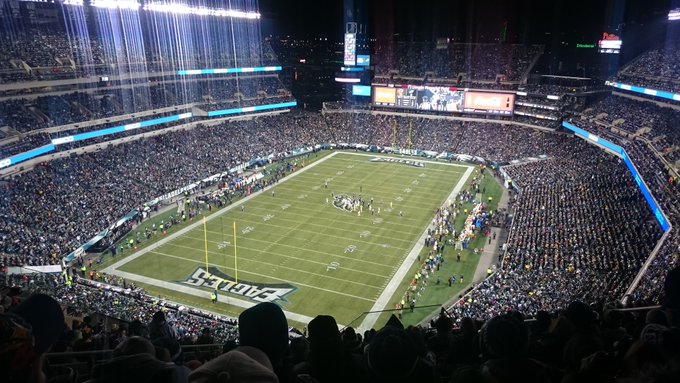 View from the upper level seats at Lincoln Financial Field during a Philadelphia Eagles game.