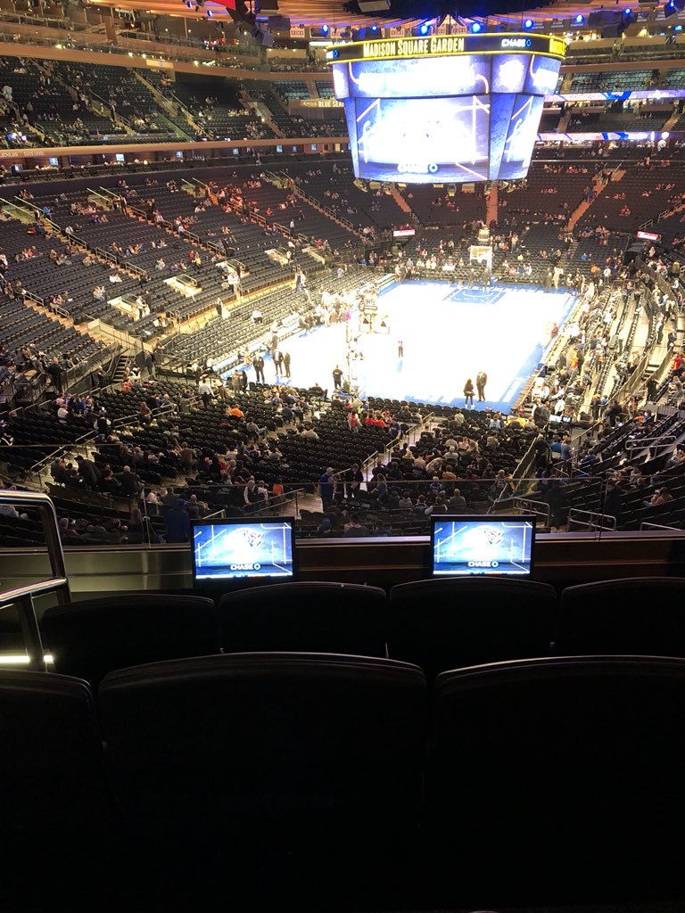 Photo of a New York Knicks game taken from The Loft at Madison Square Garden.