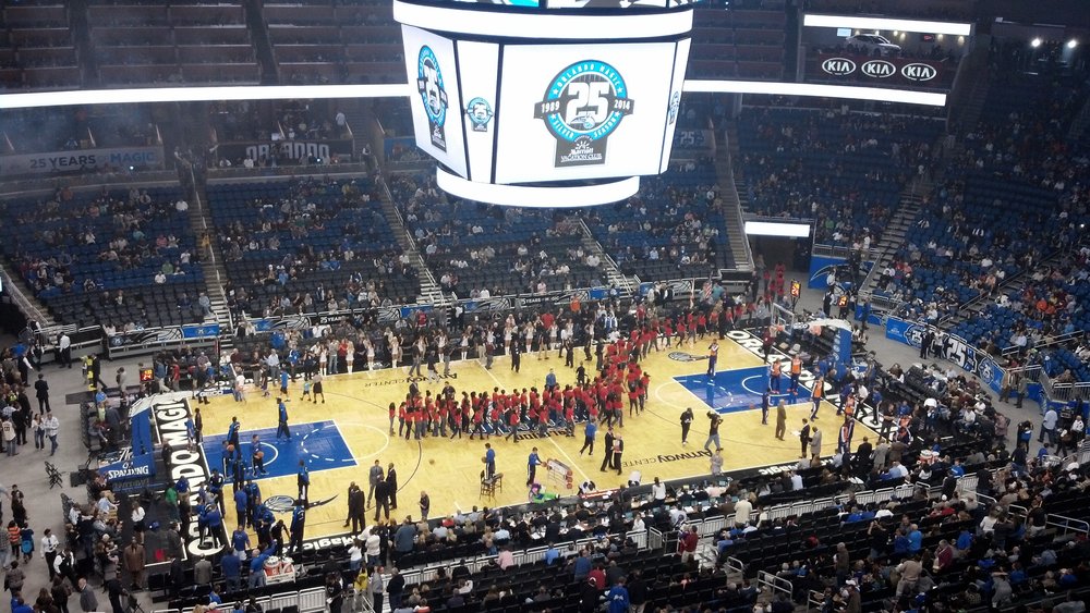 Seat view from section 210 at the Amway Center, home of the Orlando Magic. 