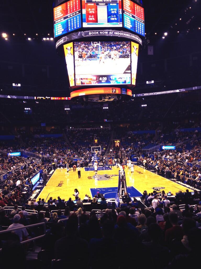 Seat view from section 101 at the Amway Center, home of the Orlando Magic. 