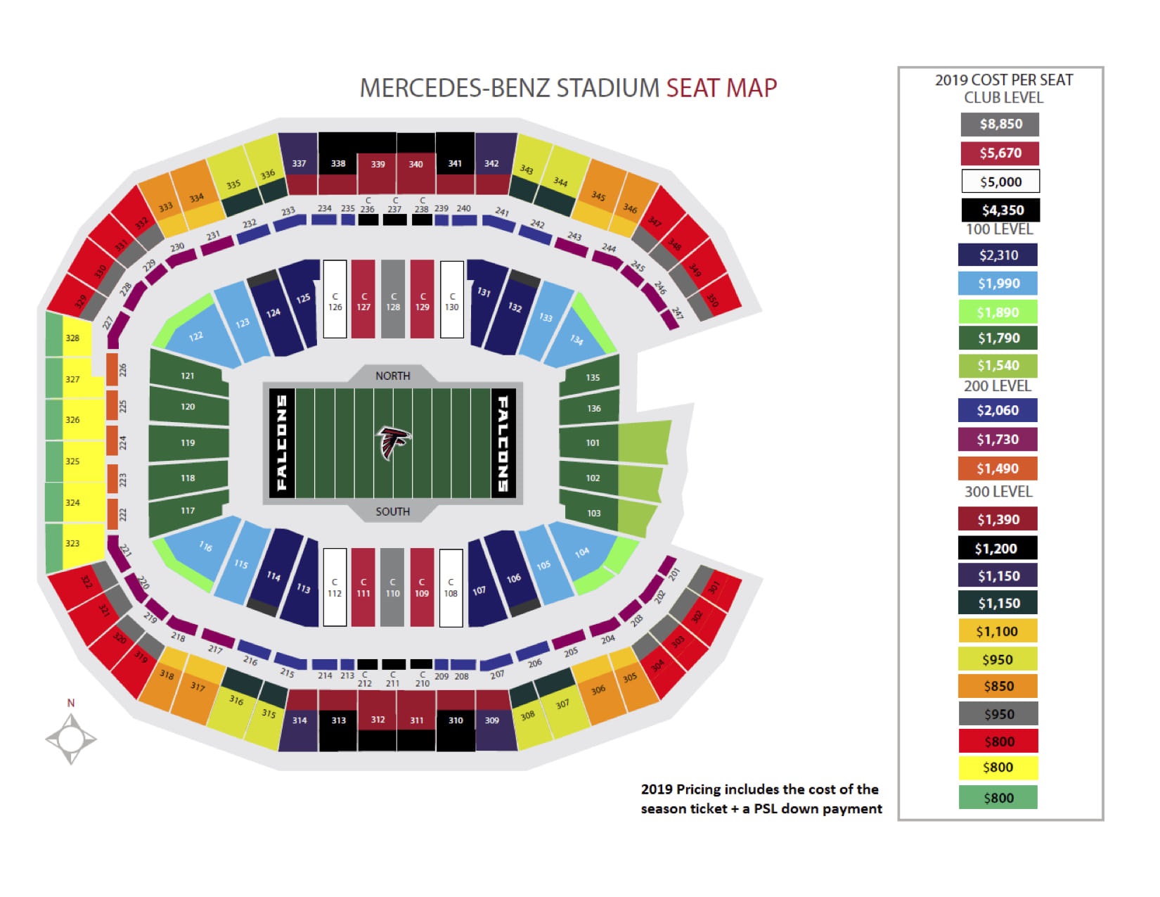 Breakdown Of The MercedesBenz Stadium Seating Chart Atlanta Falcons