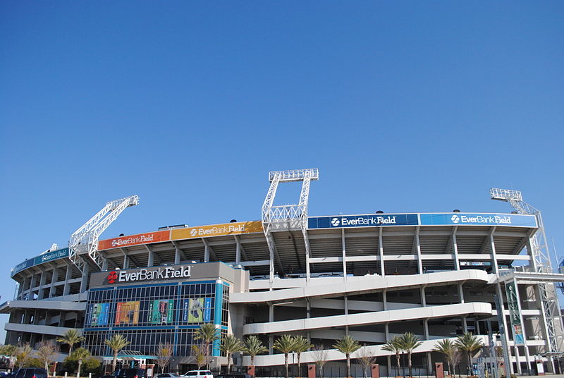 Exterior photo of Everbank Field. Home of the Jacksonville Jaguars.