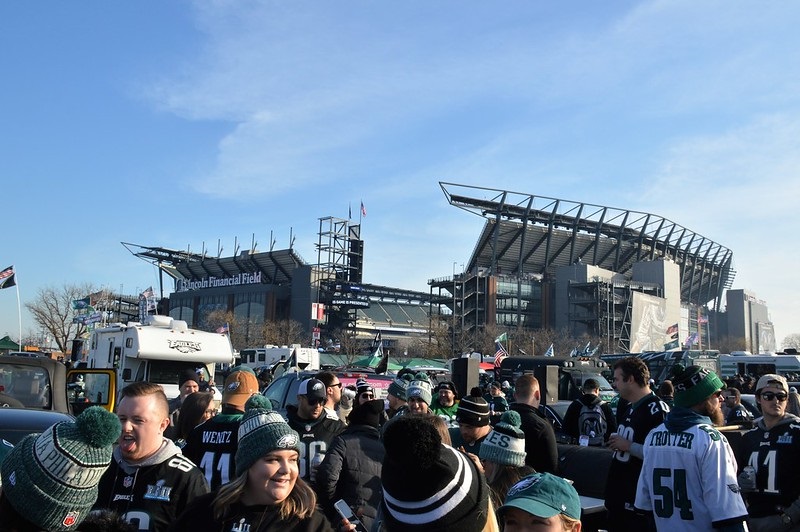 Photo of Philadelphia Eagles fans tailgating at Lincoln Financial Field.