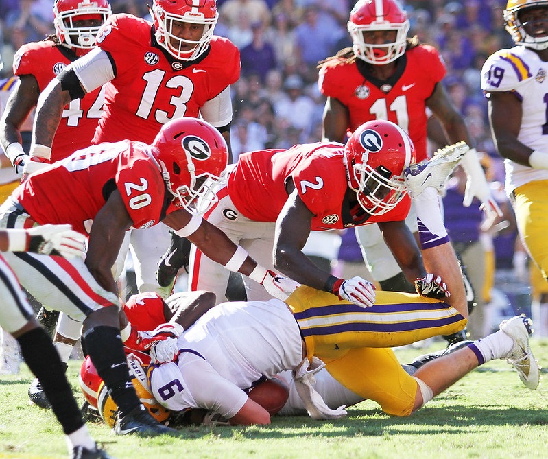 Photo of a football game between the University of Georgia and LSU. 