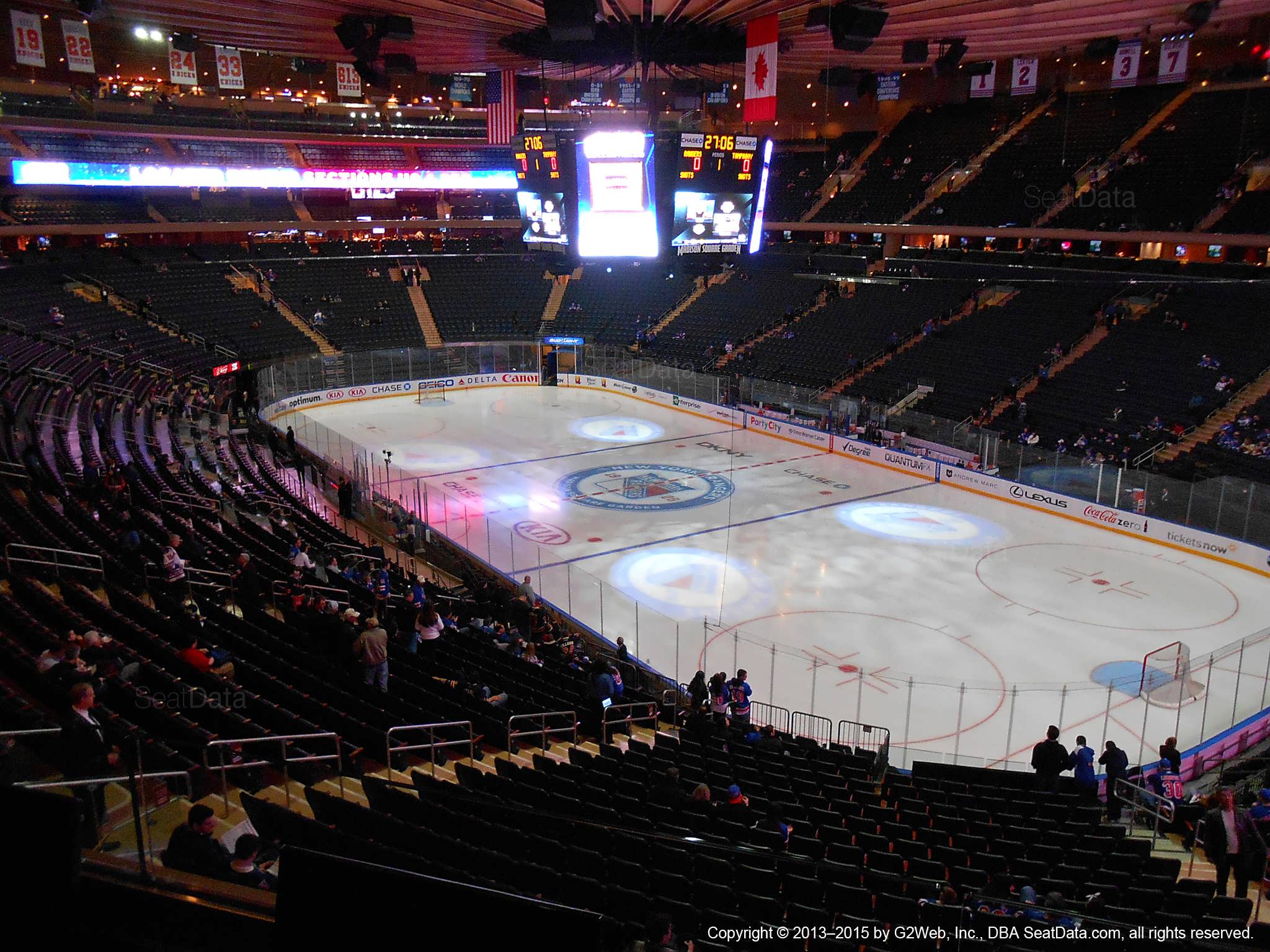 Seat view from section 201 at Madison Square Garden, home of the New York Rangers