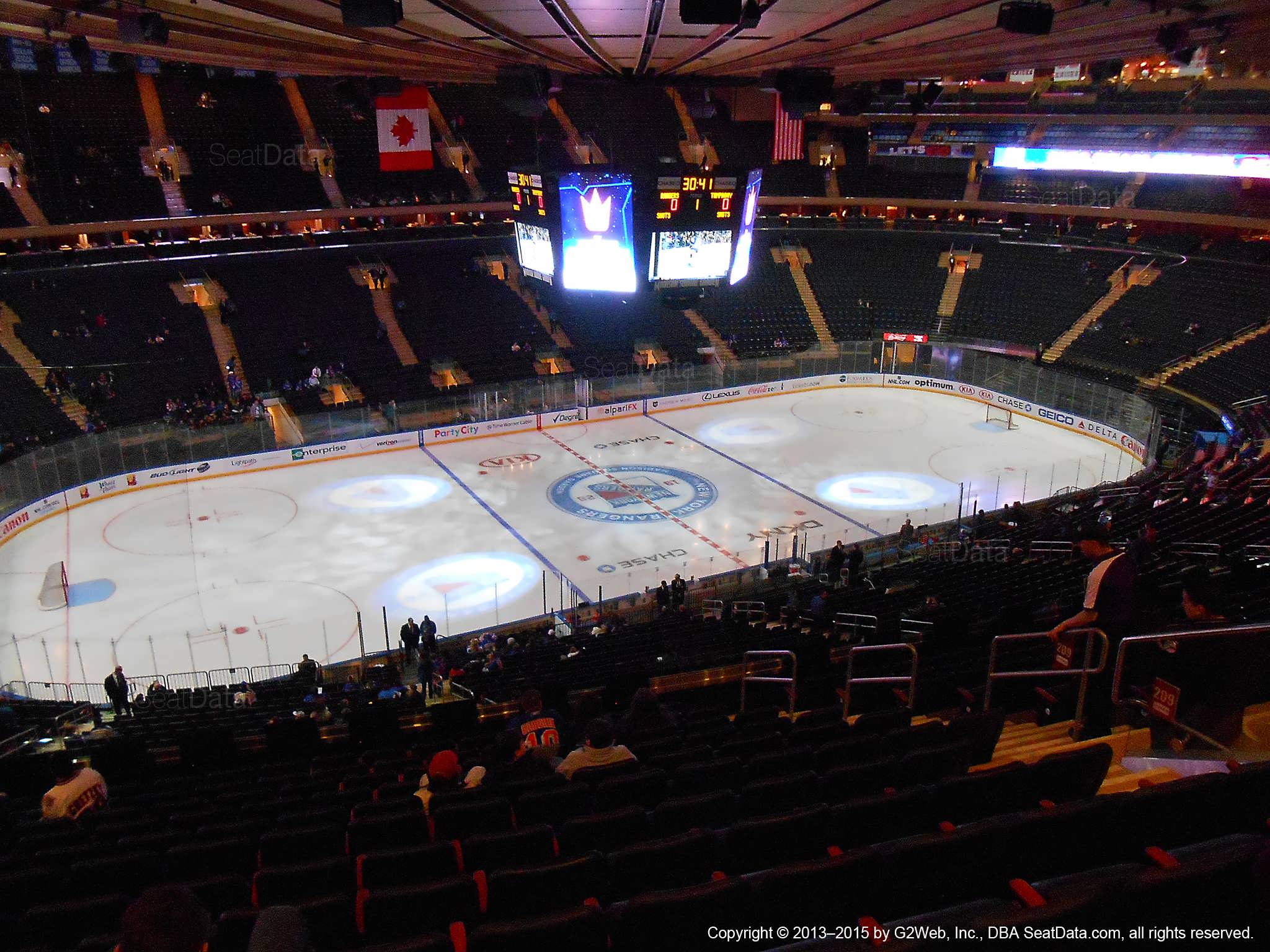 Seat view from section 209 at Madison Square Garden, home of the New York Rangers