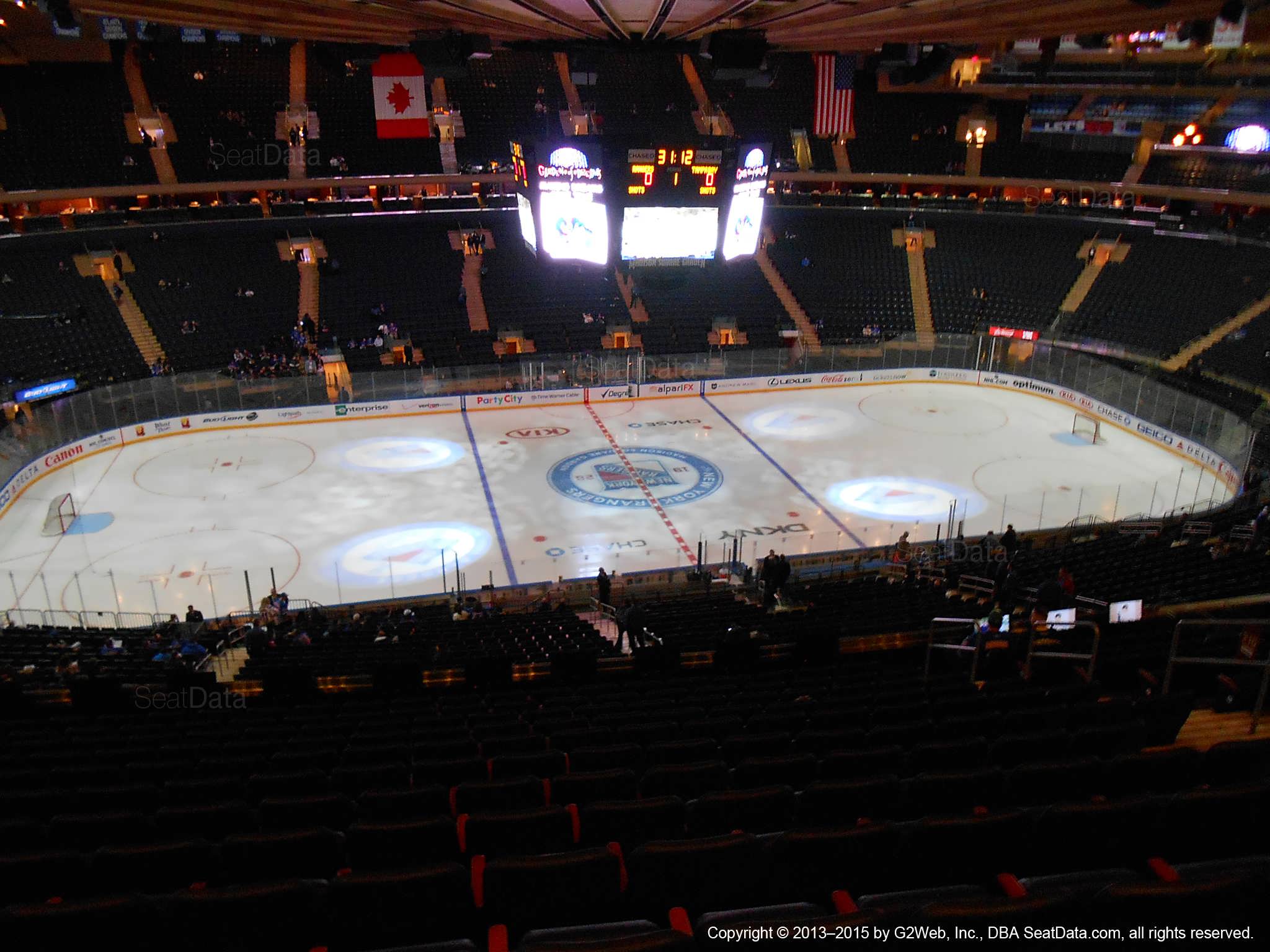 Seat view from section 210 at Madison Square Garden, home of the New York Rangers