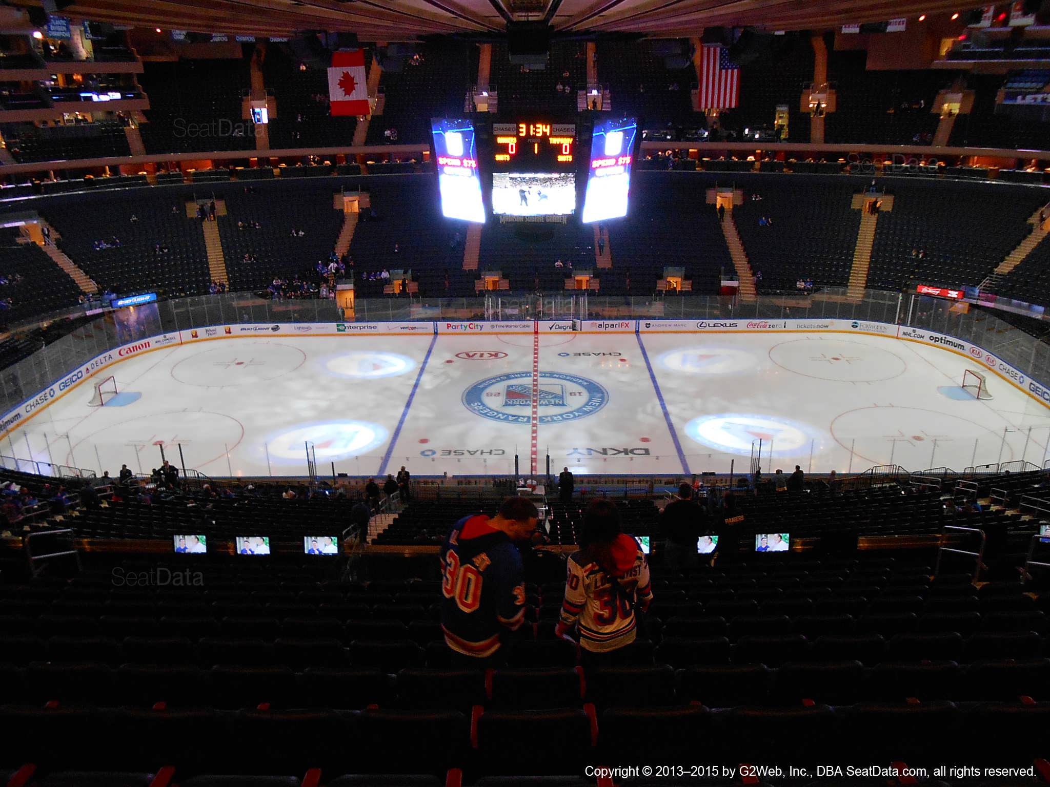 Seat view from section 211 at Madison Square Garden, home of the New York Rangers