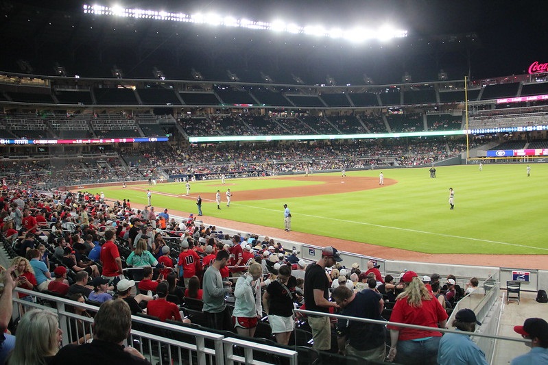 Photo taken from the lower level seats at Truist Park. Home of the Atlanta Braves.