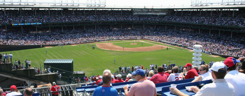 View of Wrigley Field from the Beyond the Ivy rooptop at 1010 Waveland.