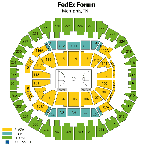 Fedex Forum Seating Chart, Views and Reviews Memphis Grizzlies