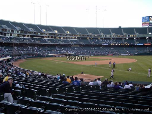 Seat view from section 106 at Oakland Coliseum, home of the Oakland Athletics