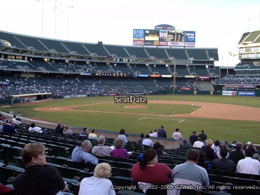 Seat view from section 111 at Oakland Coliseum, home of the Oakland Athletics