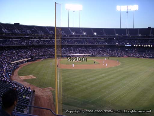 Seat view from section 202 at Oakland Coliseum, home of the Oakland Athletics