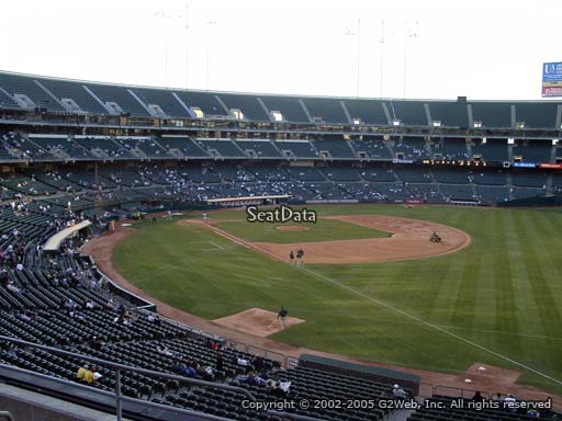 Seat view from section 205 at Oakland Coliseum, home of the Oakland Athletics