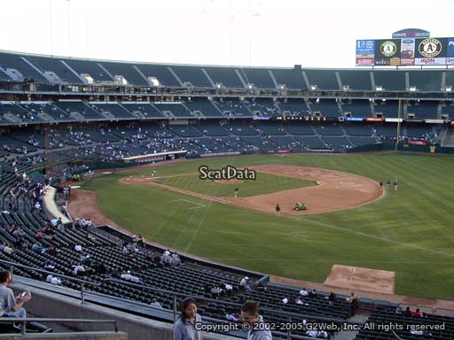 Seat view from section 207 at Oakland Coliseum, home of the Oakland Athletics