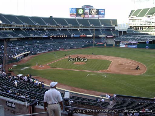 Seat view from section 211 at Oakland Coliseum, home of the Oakland Athletics
