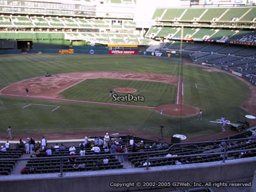Seat view from section 220 at Oakland Coliseum, home of the Oakland Athletics
