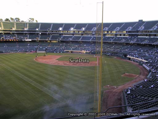 Seat view from section 232 at Oakland Coliseum, home of the Oakland Athletics