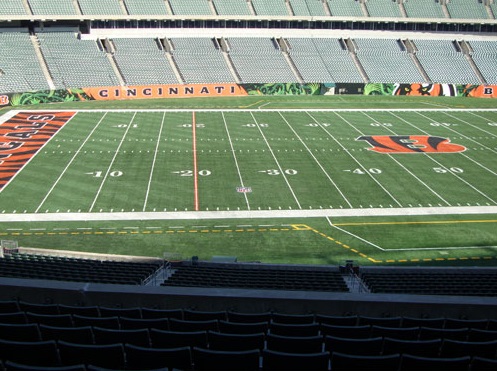 Seat view from section 213 at Paul Brown Stadium, home of the Cincinnati Bengals