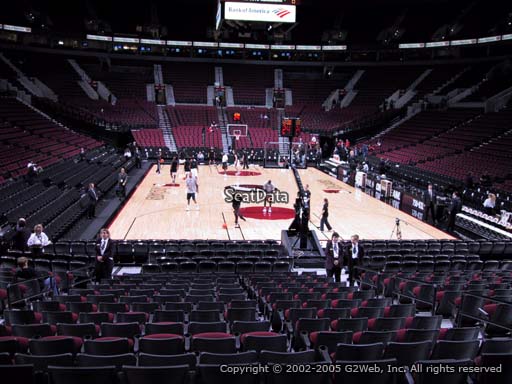 Seat view from section 107 at the Moda Center, home of the Portland Trail Blazers