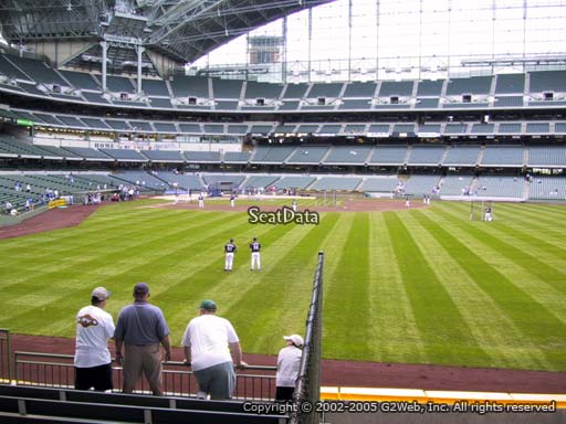 Seat view from bleacher section 102 at Miller Park, home of the Milwaukee Brewers