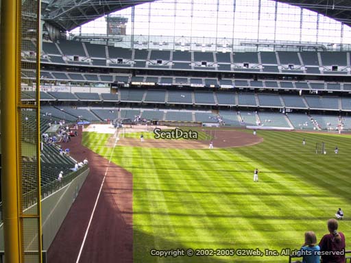 Seat view from bleacher section 205 at Miller Park, home of the Milwaukee Brewers