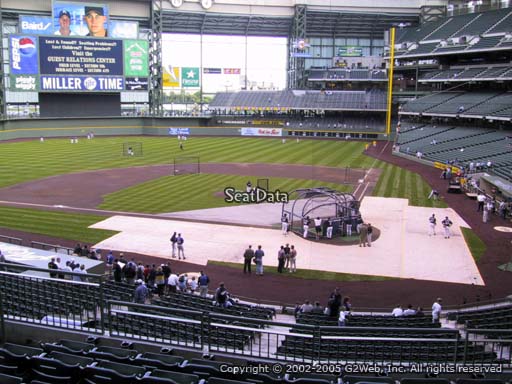 Seat view from section 221 at Miller Park, home of the Milwaukee Brewers