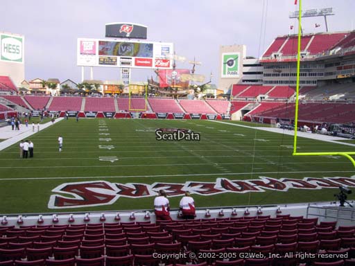 Seat view from section 122 at Raymond James Stadium, home of the Tampa Bay Buccaneers