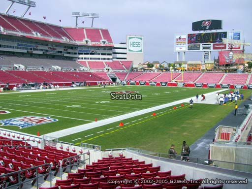 Seat view from section 127 at Raymond James Stadium, home of the Tampa Bay Buccaneers