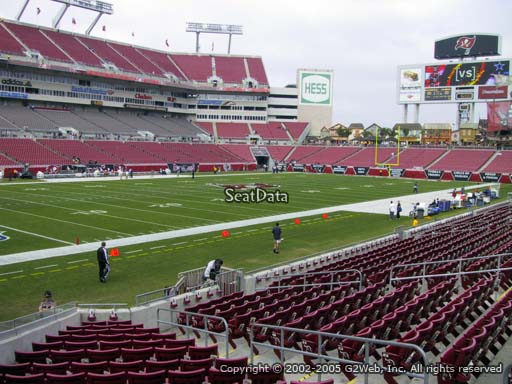 Seat view from section 128 at Raymond James Stadium, home of the Tampa Bay Buccaneers