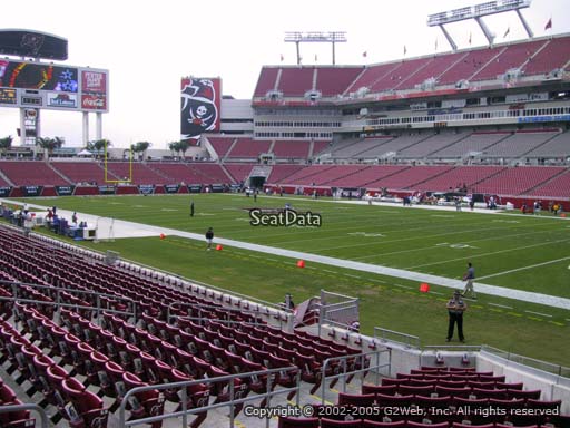 Seat view from section 143 at Raymond James Stadium, home of the Tampa Bay Buccaneers