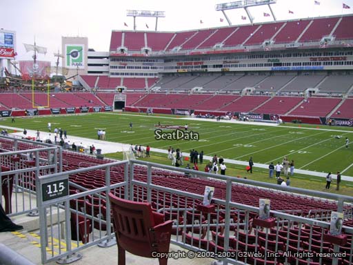 Seat view from section 215 at Raymond James Stadium, home of the Tampa Bay Buccaneers