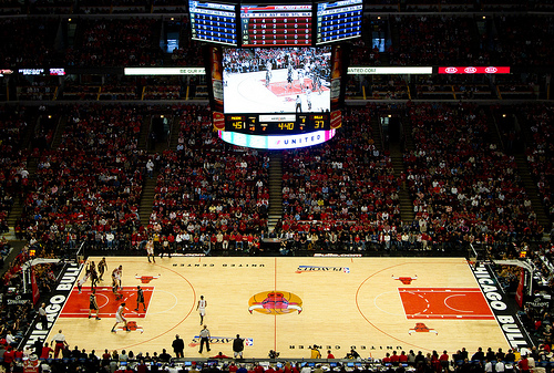 View from the Standing Room Only Area at the United Center, home of the Chicago Bulls