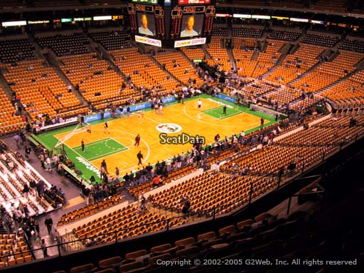 Seat view from section 319 at the TD Garden, home of the Boston Celtics.