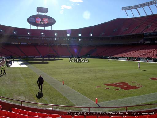 Seat view from section 130 at Arrowhead Stadium, home of the Kansas City Chiefs
