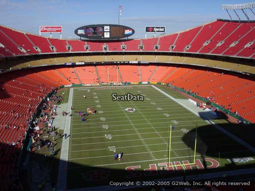 Seat view from section 313 at Arrowhead Stadium, home of the Kansas City Chiefs