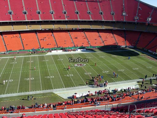 Seat view from section 325 at Arrowhead Stadium, home of the Kansas City Chiefs