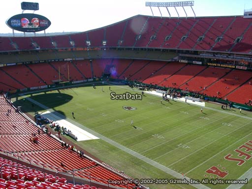 Seat view from section 340 at Arrowhead Stadium, home of the Kansas City Chiefs