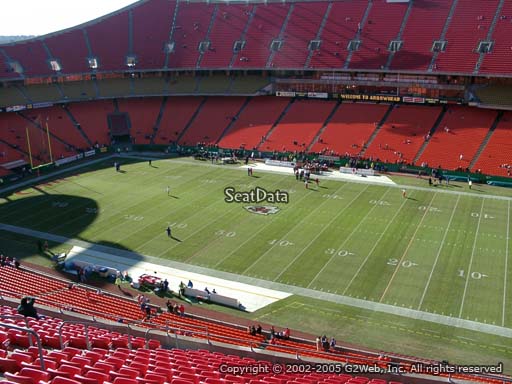 Seat view from section 343 at Arrowhead Stadium, home of the Kansas City Chiefs