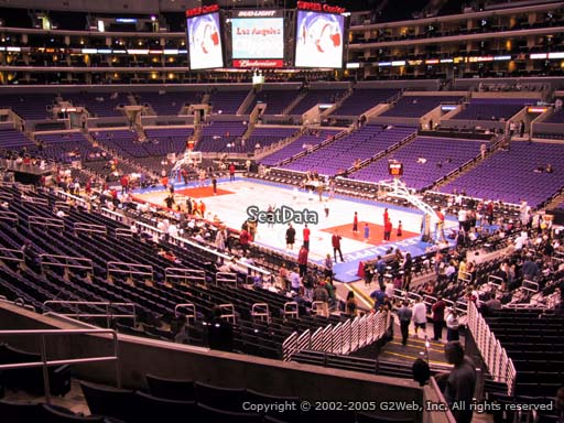 Seat view from premier section 1 at the Staples Center, home of the Los Angeles Clippers