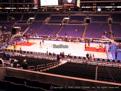 Seat view from premier section 13 at the Staples Center, home of the Los Angeles Clippers